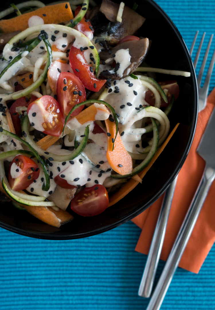 Spaghettis de légumes sauce tahini (1/3)